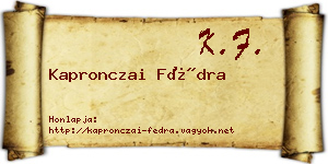 Kapronczai Fédra névjegykártya